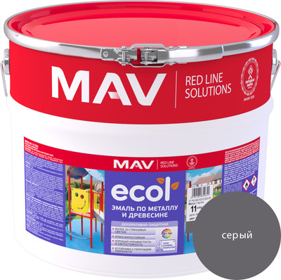 Эмаль MAV Ecol ПФ-115 (11кг, серый)