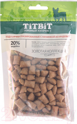 Лакомство для собак TiTBiT Подушечки глазированные с начинкой из индейки / 18743 (100г)