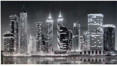 Панель ПВХ Grace Усиленная Вечерний Дубай ч/б (602x1002x5мм)