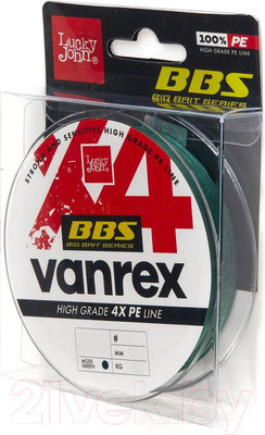 Леска плетеная Lucky John Vanrex BBS x4 Braid Moss Green 125/028 / LJ4114-028