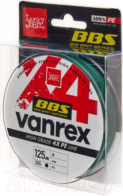 Леска плетеная Lucky John Vanrex BBS X4 Braid Moss Green 125/037 / LJ4114-037
