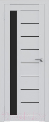 Дверь межкомнатная Юни Амати 04 80x200 (черное стекло/бьянко)