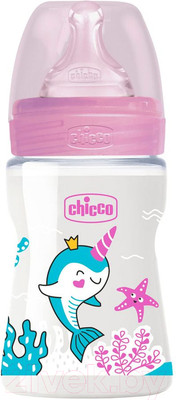 Бутылочка для кормления Chicco Well-Being Girl с силиконовой соской / 00028611100000 (150мл)