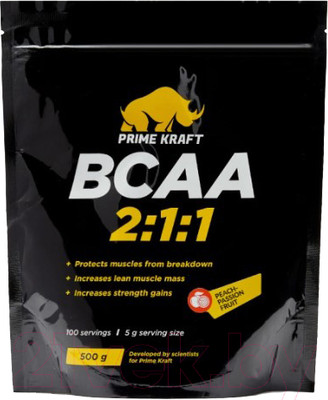 Аминокислоты BCAA Prime Kraft 2:1:1 (500г, персик-маракуйя)