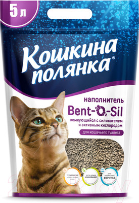 Наполнитель для туалета Кошкина Полянка Силикагелевый с активным кислородом / 0480 (5л/4.5кг)