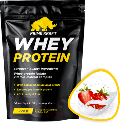 Протеин Prime Kraft Whey Клубничный йогурт (900г)