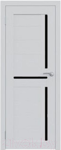 Дверь межкомнатная Юни Амати 18 90x200 (бьянко/стекло черное)