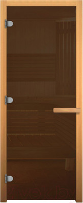 Стеклянная дверь для бани/сауны Doorwood 1800x800 (CR, стекло бронзовое матовое, осина)