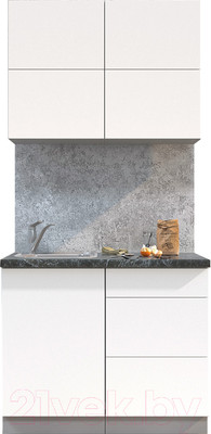 Кухонный гарнитур Интерлиния Мила Матте 1.0 А (белый/белый/кастилло темный)