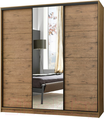 Шкаф-купе Рэйгрупп B 207 VVH Bromo РГ-08.02 (дуб велингтон/черный матовый)