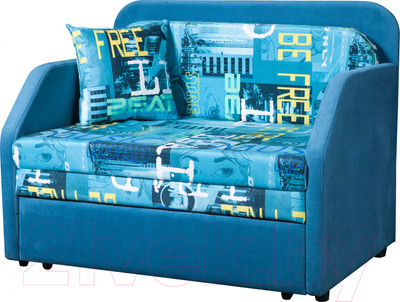 Диван Анмикс Кейт (бирюзовый/принт Music Azure)