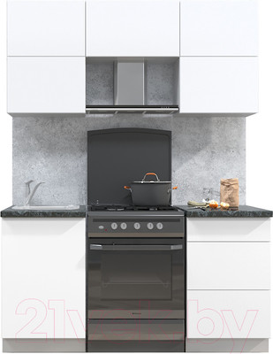 Кухонный гарнитур Interline Мила Матте 1.6 Б (белый/белый/кастилло темный)