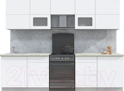 Кухонный гарнитур Interline Мила Матте 2.8 Б (белый/белый/опал светлый)