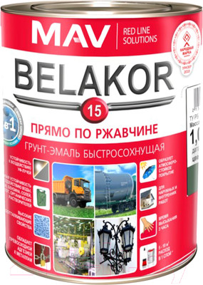 Грунт-эмаль MAV Belakor 15 Ral 6003 (1л, защитный матовый)