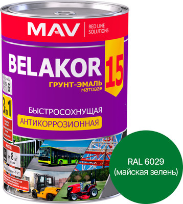 Грунт-эмаль MAV Belakor 15 (1л, RAL 6029 майская зелень)