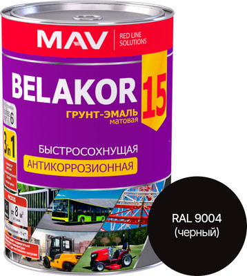 Грунт-эмаль MAV Belakor 15 (1л, RAL 9004 черный)