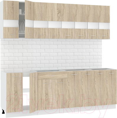 Кухонный гарнитур Кортекс-мебель Корнелия Экстра 2.4 без столешницы (дуб сонома)