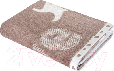 Полотенце детское Нордтекс Облачко Зайки Love МХ42 100/100 (бежевый тауп/белый)