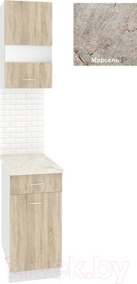 Комплект кухонных модулей Кортекс-мебель Корнелия Экстра 40р1ш правый (дуб сонома/марсель)