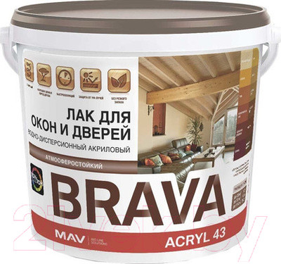 Лак MAV Brava ВД-АК-1043 (1л, полуматовый)