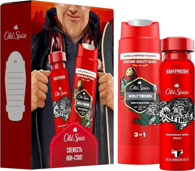 Подарочный набор Old Spice Wolfthorn дезодорант-спрей 150мл + Гель для душа 250мл 