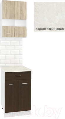 Комплект кухонных модулей Кортекс-мебель Корнелия Экстра 50р1ш2д (дуб сонома/венге/королевский опал)