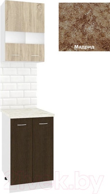 Комплект кухонных модулей Кортекс-мебель Корнелия Экстра 50р2д (дуб сонома/венге/мадрид)