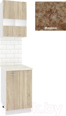 Комплект кухонных модулей Кортекс-мебель Корнелия Экстра 50р2д (дуб сонома/мадрид)