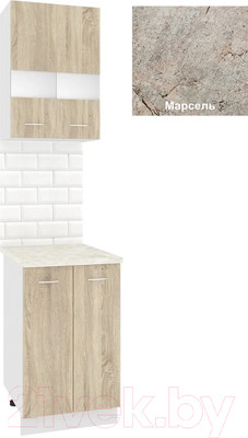 Комплект кухонных модулей Кортекс-мебель Корнелия Экстра 50р2д (дуб сонома/марсель)