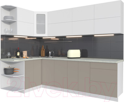 Кухонный гарнитур Интерлиния Мила Матте 1.5x2.6 А левая (белый/луна/опал светлый)