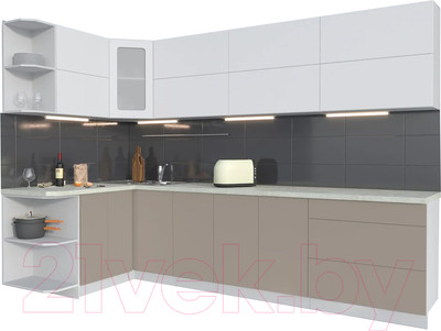 Кухонный гарнитур Интерлиния Мила Матте 1.5x3.0 А левая (белый/луна/опал светлый)