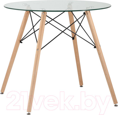 Обеденный стол Stool Group Eames D80 / Chad Glass (стекло/дерево)