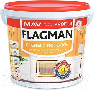 Шпатлевка готовая MAV Flagman Profi-8 Старт-Финиш (5л, белый)