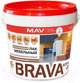Лак MAV Brava ВД-АК-2041 мебельный (1л, бесцветный полуглянцевый)