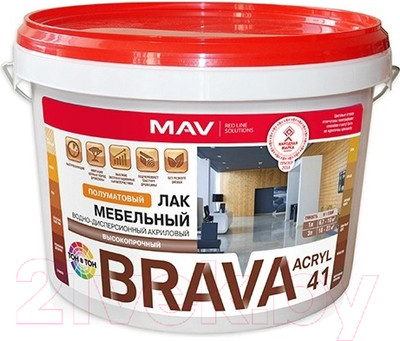 Лак MAV Brava ВД-АК-2041 мебельный (3л, бесцветный полуматовый)
