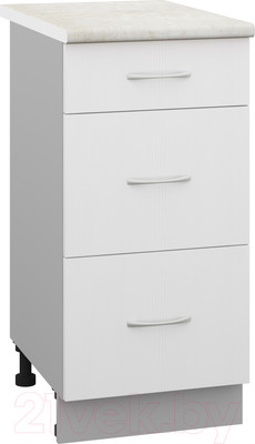 Шкаф-стол кухонный Кортекс-мебель Корнелия Лира НШ40р3ш (белый/королевский опал)