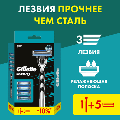 Бритвенный станок Gillette Mach3 (+ 4 кассеты)