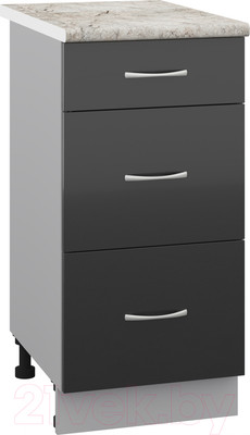 Шкаф-стол кухонный Кортекс-мебель Корнелия Лира НШ40р3ш (черный/марсель)