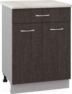 Шкаф-стол кухонный Кортекс-мебель Корнелия Лира НШ60р1ш (венге/королевский опал)