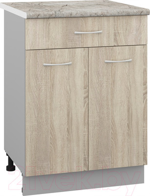 Шкаф-стол кухонный Кортекс-мебель Корнелия Лира НШ60р1ш (дуб сонома/марсель)