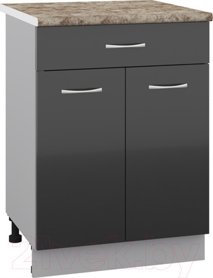 Шкаф-стол кухонный Кортекс-мебель Корнелия Лира НШ60р1ш (черный/мадрид)