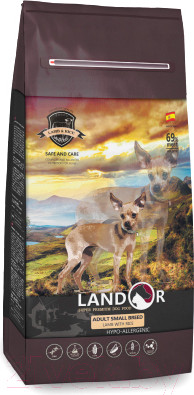 Сухой корм для собак Landor Для взрослых собак мелких пород ягненок с рисом / 7843339 (15кг)