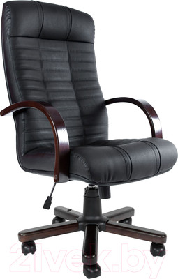 Кресло офисное Деловая обстановка Атлант Экстра кожа (орех/черный)
