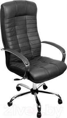 Кресло офисное Деловая обстановка Атлант Хром СХН кожа (черный)