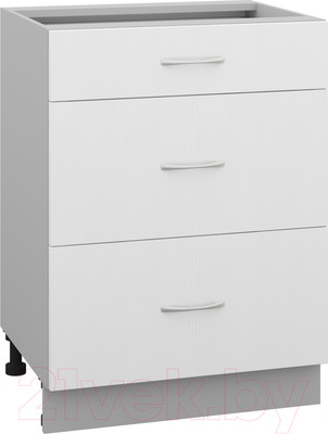Шкаф-стол кухонный Кортекс-мебель Корнелия Лира НШ60р3ш без столешницы (белый)