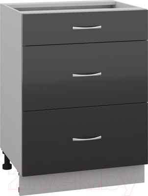 Шкаф-стол кухонный Кортекс-мебель Корнелия Лира НШ60р3ш без столешницы (черный)