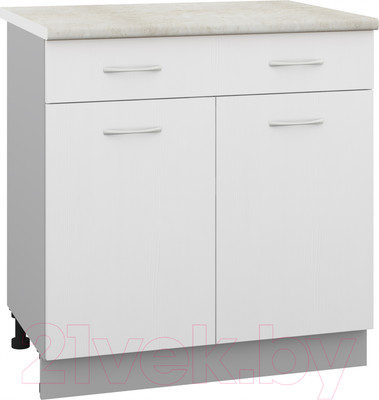 Шкаф-стол кухонный Кортекс-мебель Корнелия Лира НШ80р1ш (белый/королевский опал)