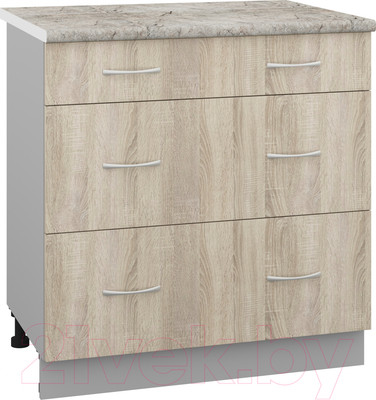 Шкаф-стол кухонный Кортекс-мебель Корнелия Лира НШ80р3ш (дуб сонома/марсель)