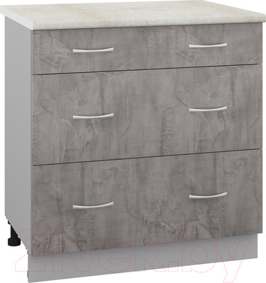 Шкаф-стол кухонный Кортекс-мебель Корнелия Лира НШ80р3ш (оникс/королевский опал)