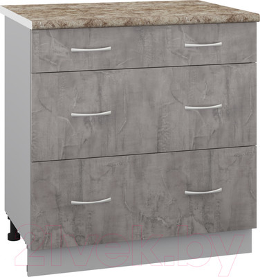 Шкаф-стол кухонный Кортекс-мебель Корнелия Лира НШ80р3ш (оникс/мадрид)